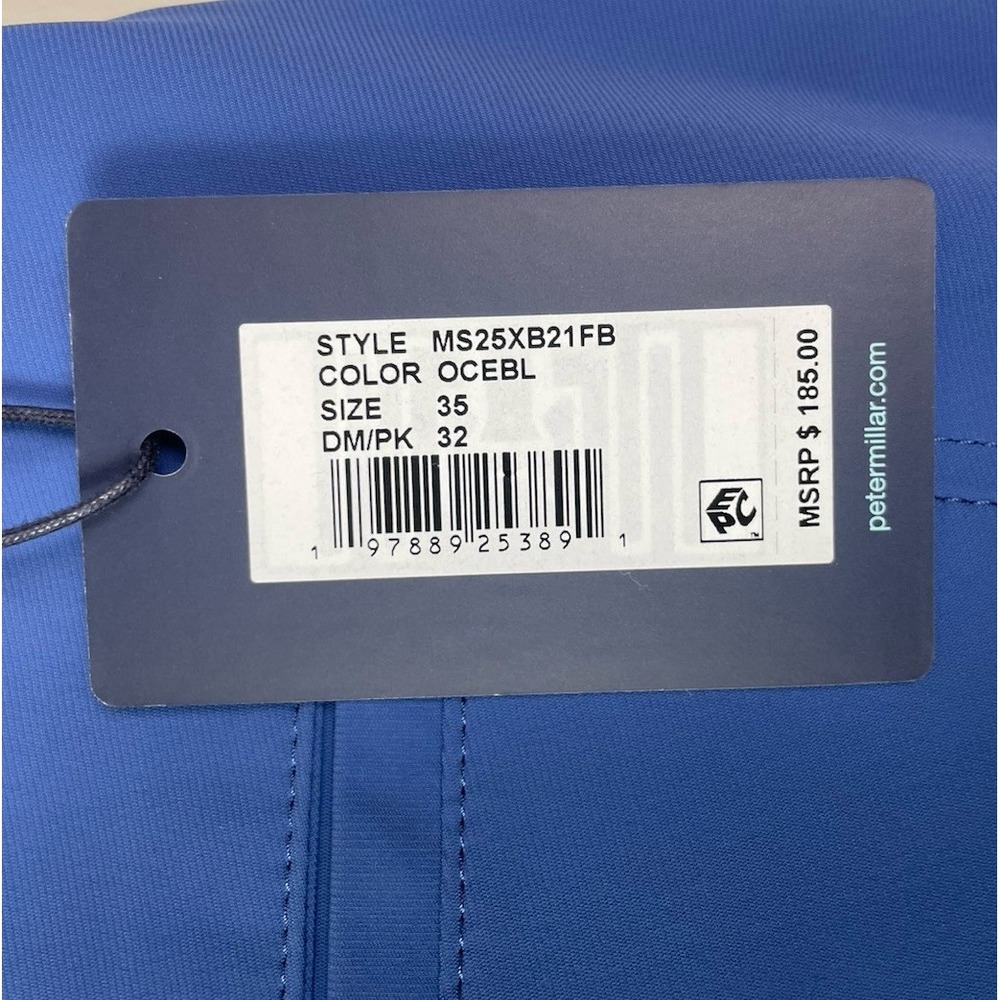NEW Peter Millar Bingham Performance 5 Pocket Pants Mens 35x32 Ocean Blue Golf - Picture 6 of 10